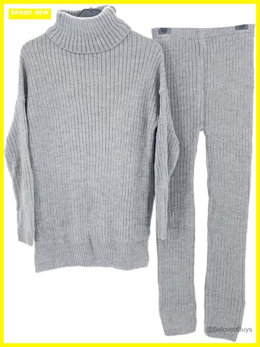 2 Piece Knitted Lounge Set Turtleneck Tracksuit Sweatsuit Co Ord Set